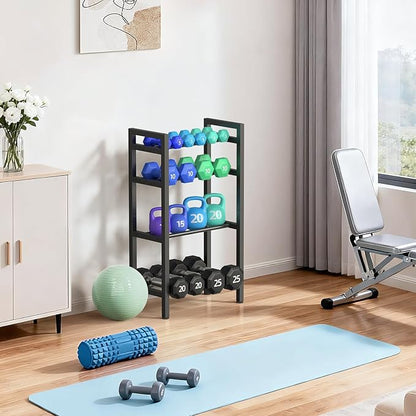 4 Tier Dumbbell Rack,Adjustable Weight Rack for Home Gym,Heavy Duty Weight Stand,800LBS Capacity Kettlebells Storage,Workout Equipment Organizer (Rack Only)