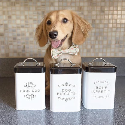 Amici Pet Pet Treat Collection, , Sparky Good Dog Metal Storage Canister, 36 oz, White