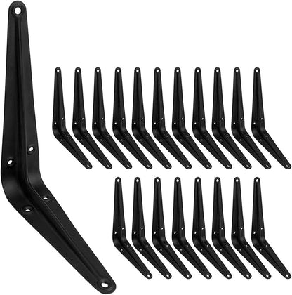 20 Pack 6 inch Shelf Brackets for DIY Floating Shelf, Heavy Duty Black Iron Metal Wall Bracket Shelf Bracket, Decorative Corner Brackets Joint Angle Bracket