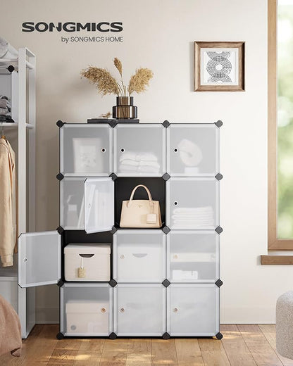 SONGMICS Cube Storage Organizer, 12-Cube Closet Storage Shelves, Modular Bookcase, Black ULPC34HV1