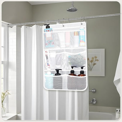 2 Pack Mesh Shower Hanging Caddy, 7 Pockets Hanging Shower Organizer with Metal Loop, Portable Bathroom Bag for Shampoo, Body Wash, Soap, and Cruise Ship Essentials