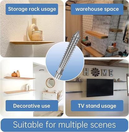 Duoduolaili-Floating Shelf Invisible Support Bracket (4 pcs) - Silver Hidden Brackets for Floating Wood Shelves–Blind Shelf Supports-Great Invisible Support for Thin Shelf–Shelving Mounting Hardware