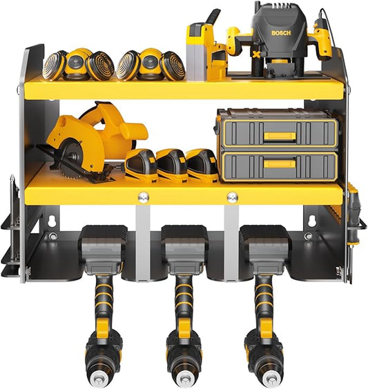 Wall Mounted Power Tool Organizer,Garage Space-Saving Tool Organizers and Storage,Metal Utility Shelf Storage Rack for Cordless Drill