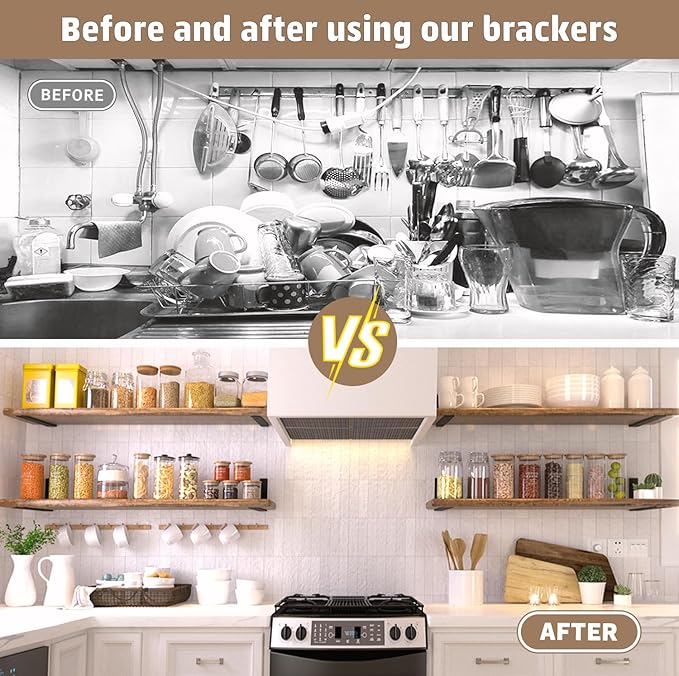 Countertop Support Bracket 14 Inch 3 Pack Countertop Bracket for Granite 3/8" Thick 14"x6"x2.5" Heavy Duty L Brackets Shelf Brackets Metal Corbels for Quartz/Granite/Wood/Concret/ Laminate Countertops