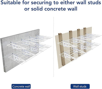 FLEXIMOUNTS 4-Pack 24-inch-by-72-inch Wall Shelf Garage Storage Rack Wall Mounted Floating Shelves 2x6 ft,White, Classic Series