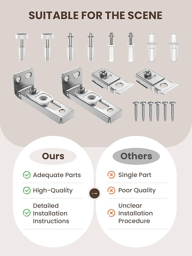 Bifold Door Hardware Repair Kit - 4 Pack Bi-fold Closet Barn Door Hardware Kit for 7/8" to 1" Track, Folding Pocket Door Replacement Parts Set Include Top Bottom Pivots Bracket and Guide Wheel (4Pack)