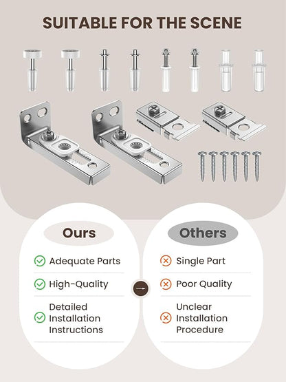 Bifold Door Hardware Repair Kit - 2 Pack Bi-fold Sliding Closet Door Hardware Kit for 7/8" to 1" Track, Folding Pocket Door Replacement Parts Set Include Top Bottom Pivots Bracket and Guide Wheel