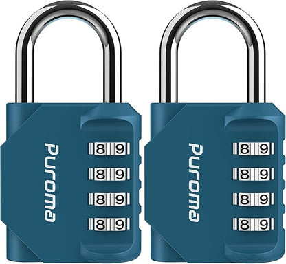 Puroma 2 Pack Combination Lock for Locker 4 Digit Outdoor Waterproof Padlock for School, Gym, Sports, Fence, Toolbox, Gate, Case, Outdoor, Hasp Storage, Cabinets (Dark Green)