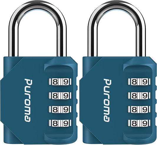 Puroma 2 Pack Combination Lock for Locker 4 Digit Outdoor Waterproof Padlock for School, Gym, Sports, Fence, Toolbox, Gate, Case, Outdoor, Hasp Storage, Cabinets (Dark Green)