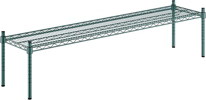 14" x 60" x 14" Green Epoxy Wire Storage Shelf, Dunnage Rack, Commercial 1 Tier Small Shelf