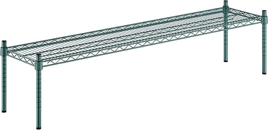 14" x 60" x 14" Green Epoxy Wire Storage Shelf, Dunnage Rack, Commercial 1 Tier Small Shelf