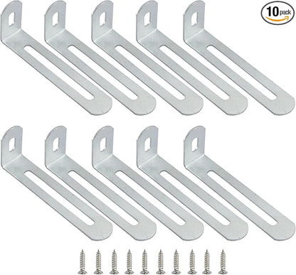 3"x1.2"x0.6"Adjustable Right Angle Brackets Metal L Bracket Heavy Duty 90 Degree Corner Fastener L-Shape Corner Brace Support Silver Shelf Bracket , 10Pcs