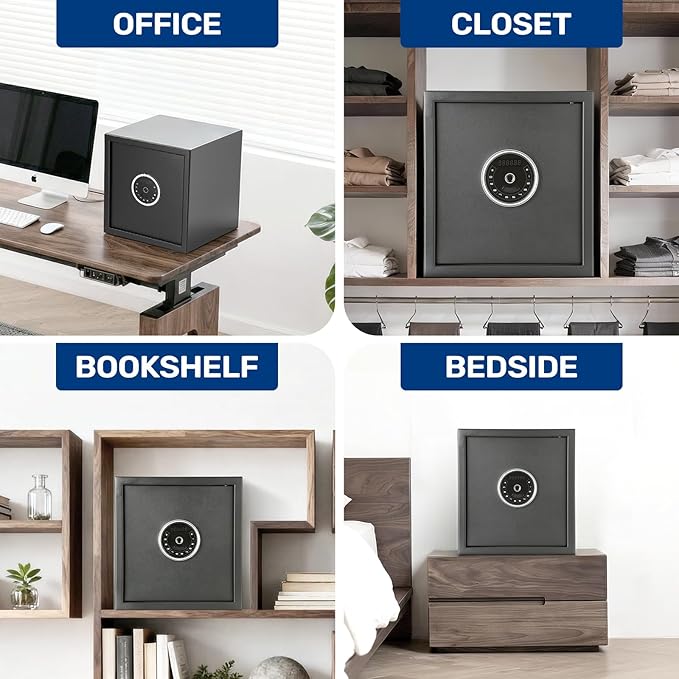 BlackSmith Biometric Safe Box 1.5 Cubic Feet Auto-Open Home Fingerprint Safe with Touchscreen Keypad Triple Alarm Security Safe with Fireproof Bag for Home, Office, Hotel