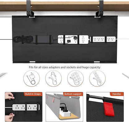 Univivi No Drill Under Desk Cable Management Tray, 36" Cord Organizer for Table, Clamp/Screw Mount Desk Cable Management, Premium Fabric Cable Management Tray for Office, Home