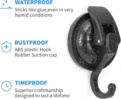 Wreath Hanger, Black-Plated Polished Super Suction for Glass Window, Kitchen, Bathroom and Restroom, 6 Pack, ABS Plastic
