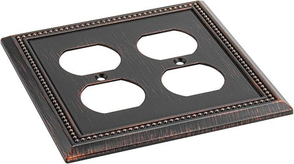 Henne Bery Sunken Pearls Decorative Wall Plate Switch Plate Outlet Cover (Double Duplex, Aged Bronze)