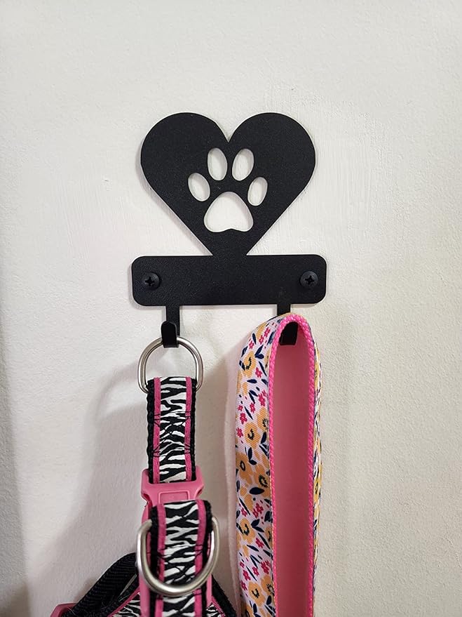 Miniature Dog Paw in Heart - Key Rack Holder (3.5 inches) - Made in USA