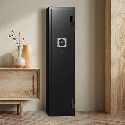 3 Gun Safe, Gun Safe for Rifles and Pistols with 180° Full Access Door and Removable Shelf, No Assembly Dual Alarm System Gun Cabinet with Mute Mode, Quick Access Long Shotgun Safe with LED