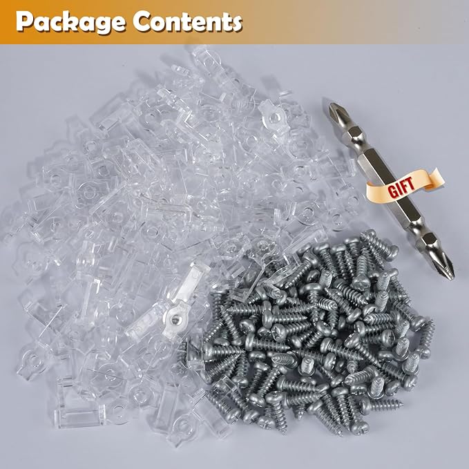 100 Pack Strip Light Mounting Brackets,Fixing Clips,One-Side Fixing,100 Screws Included (For 10mm Wide IP68 Silicone Cover Strips)