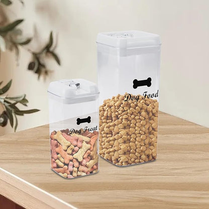 Pethiy dog food storage container dog treat container airtight pet Treats Storage Container-Clear Plastic Storage Canister Tins pet jars(2 Pack set)