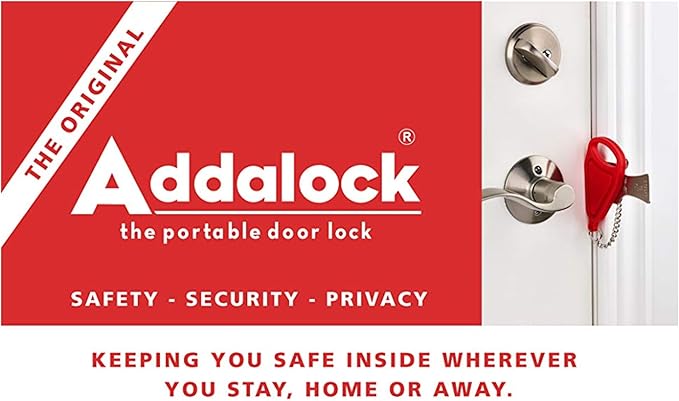 Addalock The Original Portable Door Lock for Travel & Home Security, Durable 1-Piece Door Latch Lock for Houses, Apartments, Hotels, Motels, Dorms & AirBnBs - Lock the Door & Stay at Home or Away