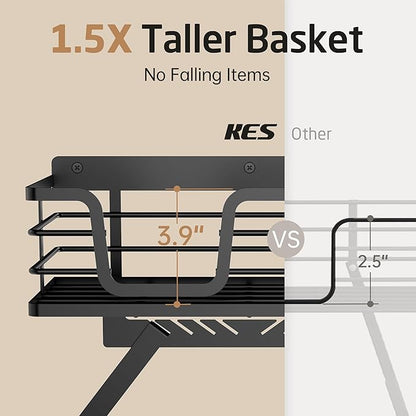 KES Ironing Board Hanger Wall Mount with 90lb High-Capacity, 3X Heavy Duty Ironing Board Holder with T&V Shaped Hooks, Extra Large Storage Basket, No Breaking Sturdy Screws Included, Black, HIR502-BK