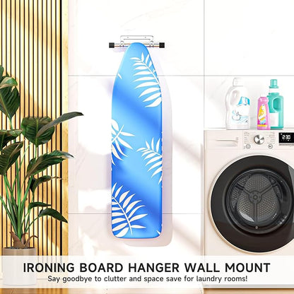 Ironing Board Holder Wall Mount/Over The Door Ironing Board Hanger, Laundry Rooms Metal Iron Board Holder Wall Mount for Y or T Leg (Silver)