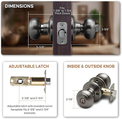 Copper Creek Colonial Entry Door Knob – Keyed Entry Handle with Lock and Key, ANSI Grade-3 Certified, DIY-Friendly Install for Interior and Exterior Entrance Doors – Antique Nickel (1 Pack)