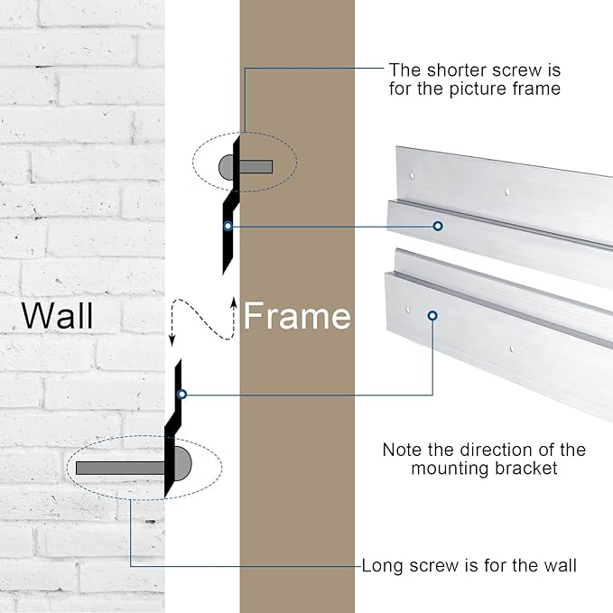24 Pack French Cleat Hanger Headboard Wall Mounting Brackets Cleat Picture Hanger Kit Z Bar Supports with Plastic Expansion Tube Screws Silicone Dots for Picture Mirror Whiteboard (12 Inch)