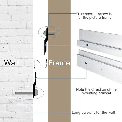 6 Pack French Cleat Hanger Headboard Wall Mounting Brackets Cleat Picture Hanger Kit Z Bar Supports with Plastic Expansion Tube Screws Silicone Dots for Picture Mirror Whiteboard (12 Inch)