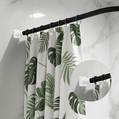 Shower Rod Holders for Wall - Angled 25mm Bracket & Rotation Knob Set, Includes Screws & Plugs for Sloped Ceiling (2, White)
