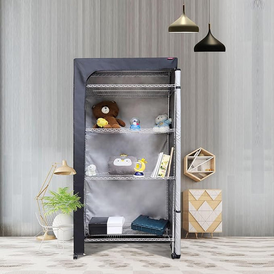 Shelving Cover Wire Shelf Rack Dust Cover 30X14X54,The Two-Way Zipper Design can be Opened up, Down, or All for Easy Access (No Shelves,Black)