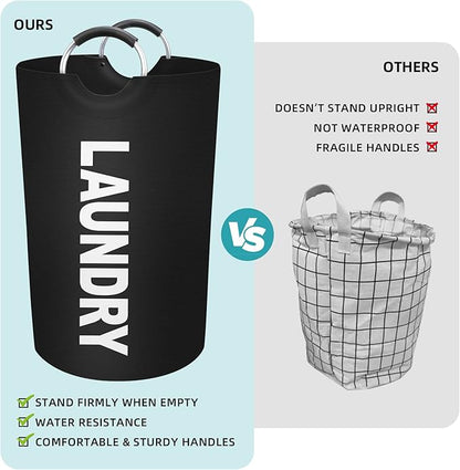 StorageRight 115L Large Laundry Basket, Laundry Hamper, Dirty Clothes Hamper for Laundry, Collapsible, Waterproof Laundry Baskets with Foam Protected Aluminum Handles for Laundry, Dorm, Family (Black)