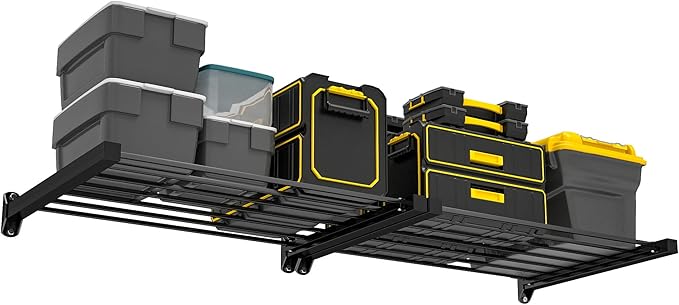 Ultrawall Garage Wall Shelves 33in x 24in, Heavy Duty Wall Mounted Storage Shelves for Storage Bins, Holds Up to 350Lbs, 2 Pack, Black