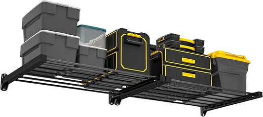 Ultrawall Garage Wall Shelves 33in x 24in, Heavy Duty Wall Mounted Storage Shelves for Storage Bins, Holds Up to 350Lbs, 2 Pack, Black