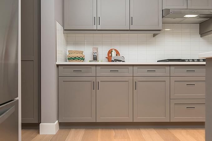 Ravinte 15 Pack Solid 3-1/2 Inch Center to Center Slim Square Bar Drawer Handles - Cabinet Hardware in Matte Black - Kitchen Handles and Pulls
