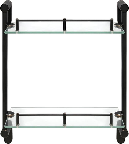 Double Wall Glass Shelf with Pre-Installed Rail - Rubbed Bronze - Oval Series - 5 Year Warrantee