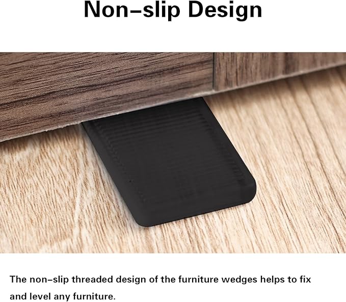8 Pcs Black Wedges, Shims for Leveling Furniture, Plastic Hard Plastic Wedge Shim, Table Leveler Wedge, Rubber Type Texture Levelers, Perfect for Home, Uneven Door, Floor, Toilet (Mini Thin)