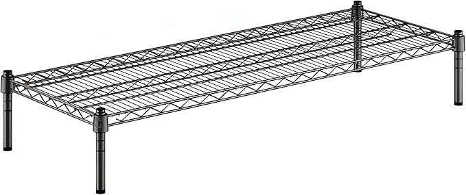 18" x 48" x 8" Black Epoxy Wire Storage Shelf, Dunnage Rack, Commercial 1 Tier Small Shelf