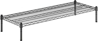 18" x 48" x 8" Black Epoxy Wire Storage Shelf, Dunnage Rack, Commercial 1 Tier Small Shelf