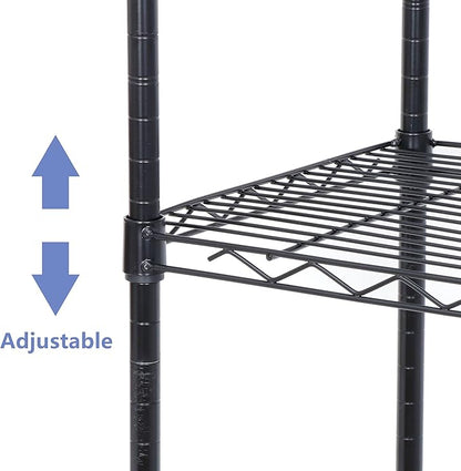 SUPER DEAL Black 5-Shelf Heavy Duty Storage Wire Shelving Unit with Wheels for Restaurant Garage Pantry Kitchen Garage Rack (30L x 14W x 63H)
