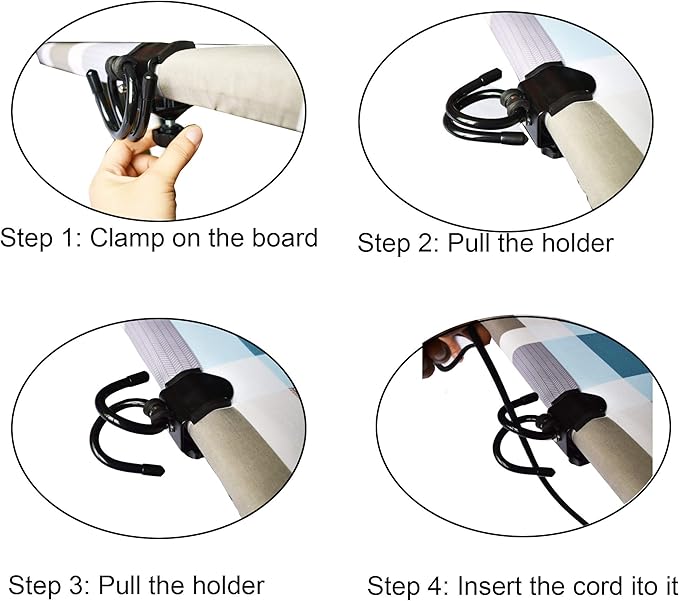 YYST Steam Iron Cord Holder Cord Minder with Universal Clip Black