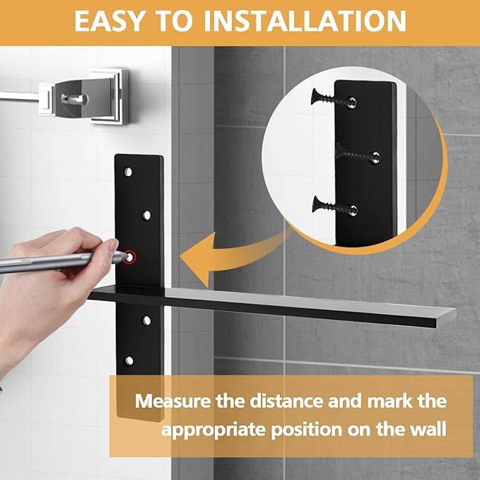 3/8" Thick Floating Shower Bench Brackets 3 Pcs, 16"x11"x2.5"Heavy Duty Free Hanging T Shelf Support Brackets, Wall Mount Bracket for Granite, Vanity, Shower Bench, Cabinets, Dishwasher,Countertop