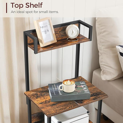 Printer Table with Storage, Home Printer Stand with File Cabinet, Fits A4/Letter Size Files, Printer Cabinet with Large Tabletop, Display Shelf, for Home Office, Rustic Brown PTHR3501