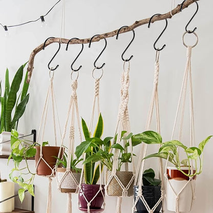 12 Pack 6 Inch Large S Hooks, Heavy Duty Vinyl Coated Non-Slip Metal Black Hooks for Hanging, Closet Kitchen Bathroom Garden Hooks for Pots Pans Clothes Plants Jeans Towels
