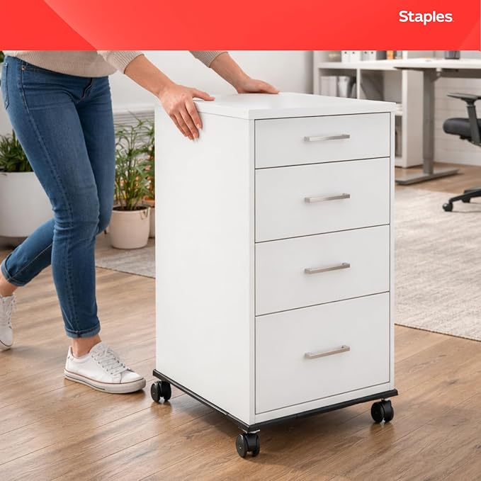 Staples Adjustable File Caddy Letter/Legal Files, Black, Heavy Duty, Fits Filing Cabinets with Wheels