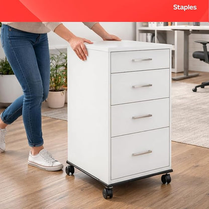 Staples Adjustable File Caddy Letter/Legal Files, Black, Heavy Duty, Fits Filing Cabinets with Wheels