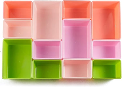 Amazon Basics Kids Toy Storage Organizer with 12 Plastic Bins, White Wood with Pink Bins, for Bedroom and Playroom, 10.9" D x 33.6" W x 31.1" H