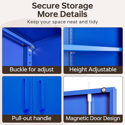 Metal Storage Cabinet with Lock, 71" Black Garage Cabinets with 2 Doors and 4 Adjustable Shelves, Steel Locking Caninet Tall Tool Storage Cabnet, Lockable File Caninets for Home Office, Pantry