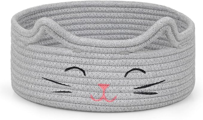 ZLG Small Cat Storage - Cute Rope Basket for Dog Toy, 9.8 x 4 inches